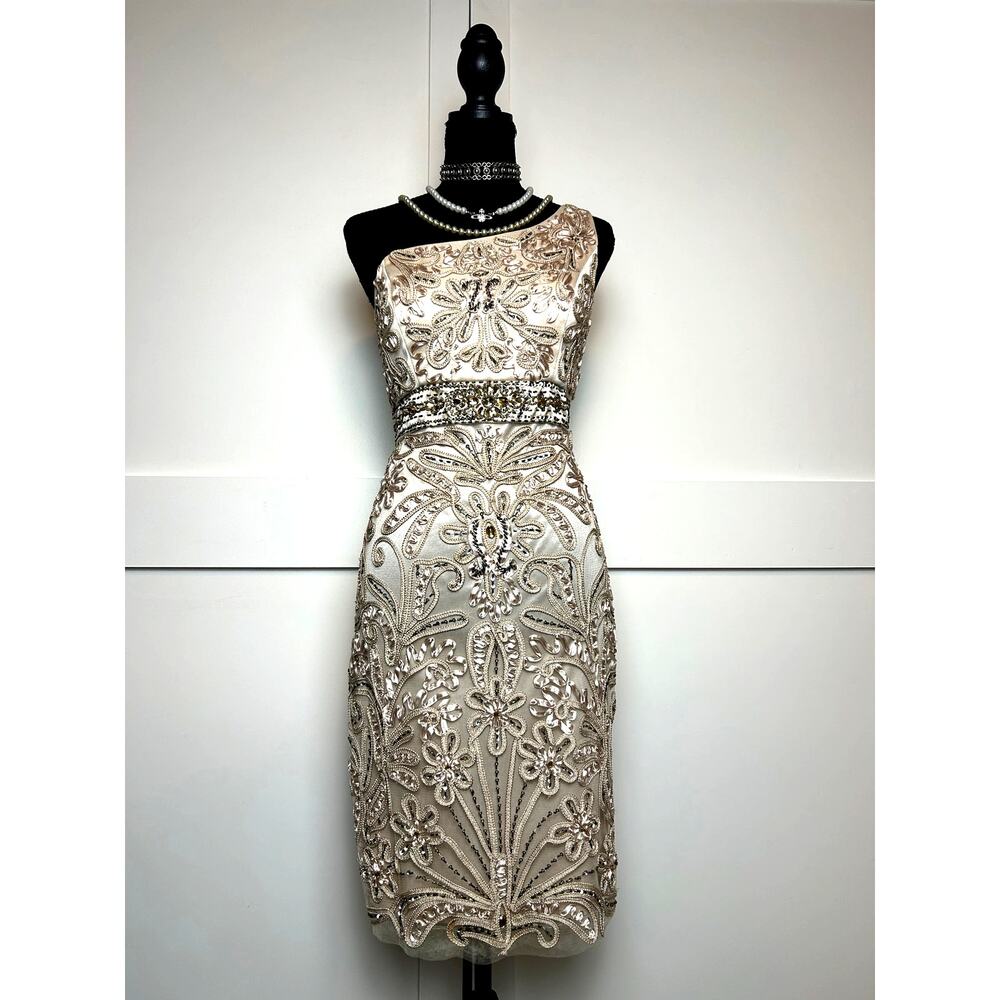 Sue Wong Nocturne Beaded One Shoulder Dress Size 10 Y2K Glam Formal